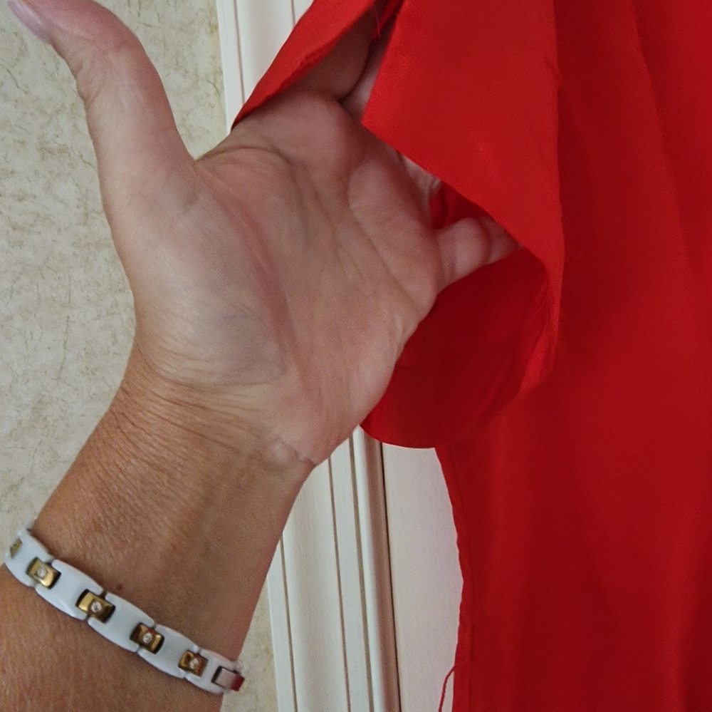 NWT.Newport News Red Mandarin Collar Maxi Dress.Size 20 Pit To Pit 22" - Picture 6 of 7